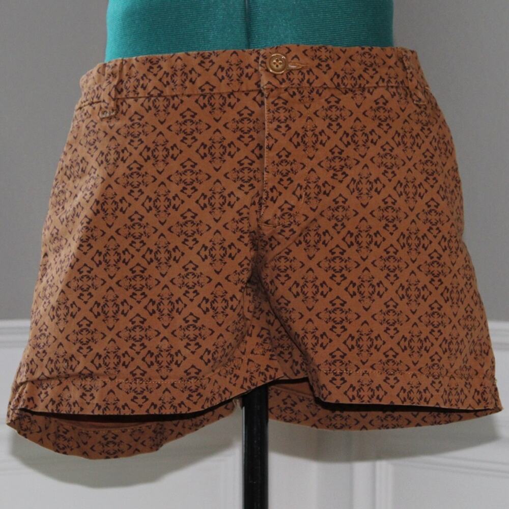 Patagonia Brown Geometric Print Organic Cotton Shorts | Women’s Size 6